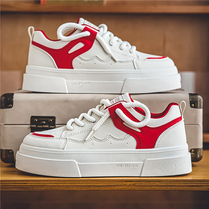 Men's Trendy Platform Skate Shoes, Non Slip Soft Sole Durable Sneakers For Outdoor Walking Traveling