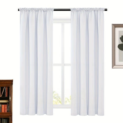 2 Panels Solid Color Simple Rod Pocket Curtain Light Filtering Curtains, Suitable For Living Room, Office Home Decor