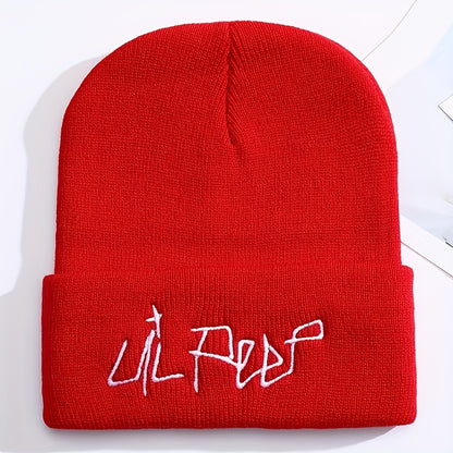 Trendy Embroidered Acrylic Beanie - Unisex Street Style, Comfortable Warmth for Winter & Autumn