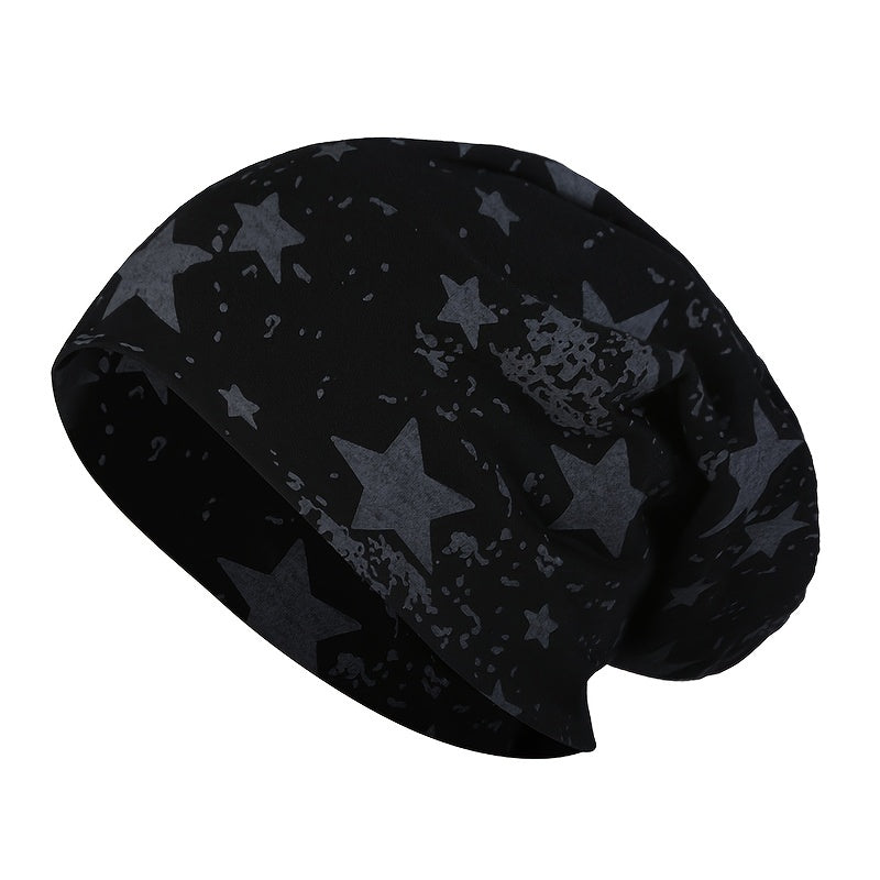 Comfy Cotton Beanie - Stretchable & Breathable Unisex Cap with Chic Geometric Pattern, Ideal for Sports & Gifts