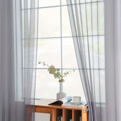 2pcs Sheer Voile Window Treatment Rod Pocket Curtains, For Kitchen Bedroom Living Room Drapes, Sunlight Filtering Privacy Protected Bedroom Living Room Office Home Decor