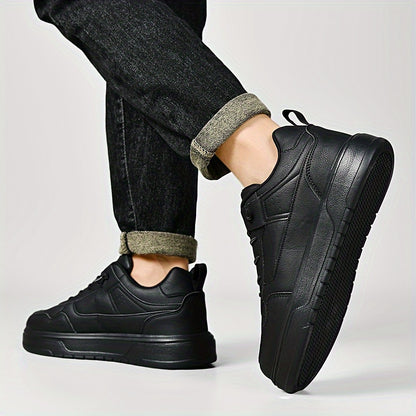 Men's Casual Comfort Skate Shoes - Stylish Solid Color, Lace-Up Sneakers with Durable MD Sole