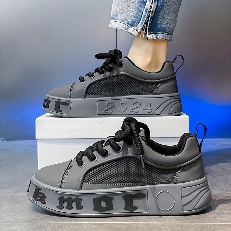 Men's Summer Breathable Platform Shoes, Non Slip Durable Sneakers For Outdoor Walking Jogging Traveling