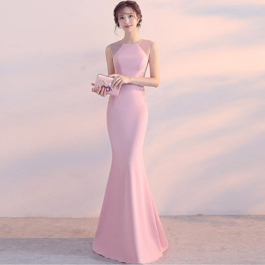926 #Evening dress female, banquet host slim and elegant 5-color party dress dress long