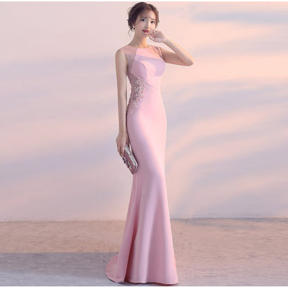 926 #Evening dress female, banquet host slim and elegant 5-color party dress dress long