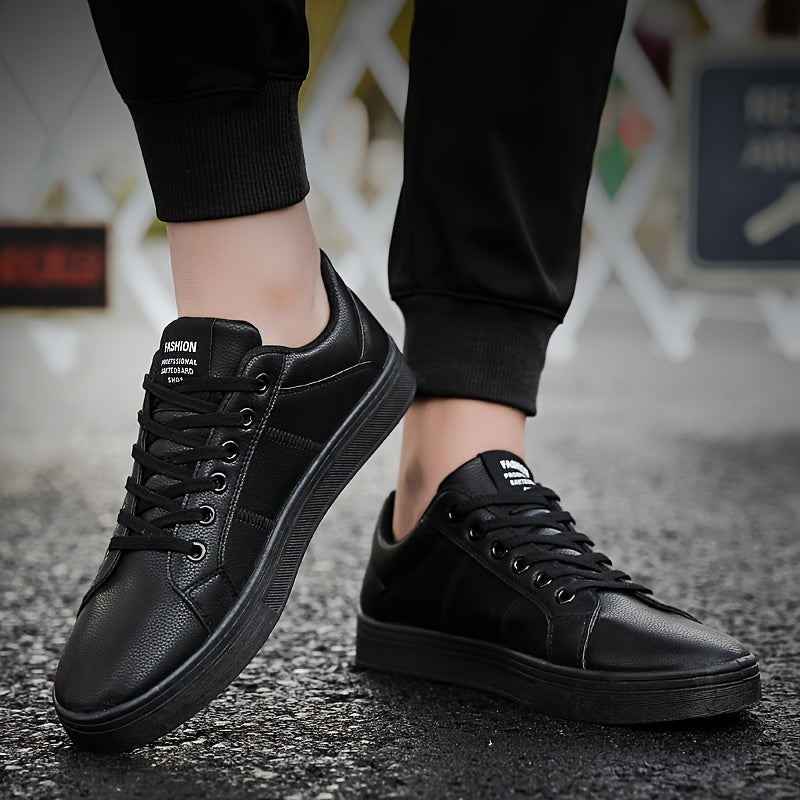 Stylish Solid Skate Shoes - Men's Skateboarding Shoes with Non Slip Soles, Lace Up Closure, and Breathable Design for Spring and Summer Outdoor Activities