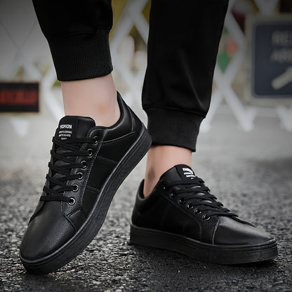 Stylish Solid Skate Shoes - Men's Skateboarding Shoes with Non Slip Soles, Lace Up Closure, and Breathable Design for Spring and Summer Outdoor Activities