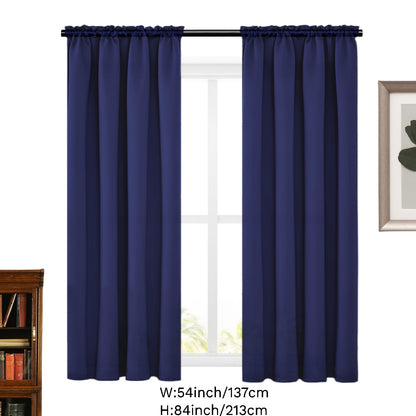 2 Panels Solid Color Simple Rod Pocket Curtain Light Filtering Curtains, Suitable For Living Room, Office Home Decor