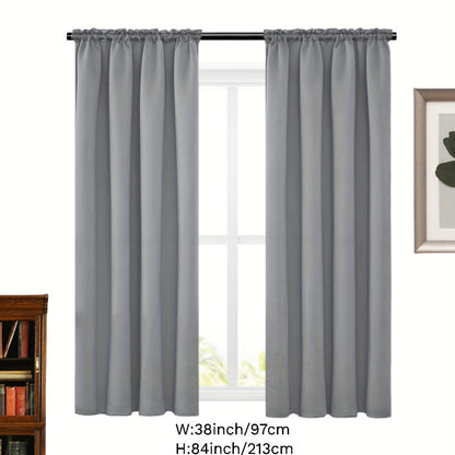 2 Panels Solid Color Simple Rod Pocket Curtain Light Filtering Curtains, Suitable For Living Room, Office Home Decor