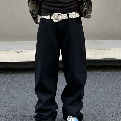 Mens Comfortable Loose Fit Wide Leg Jeans - Chic Street Style Denim Pants for Fashionable Men - High-Quality, Durable, and Sophisticated Design