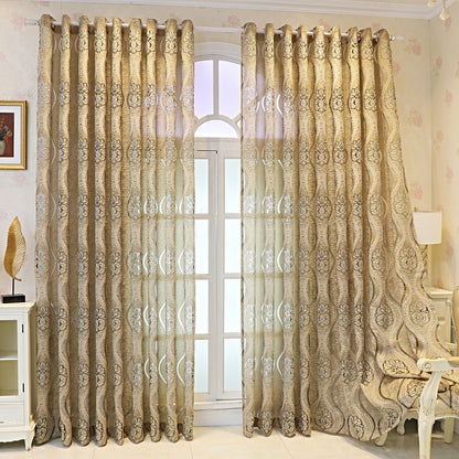 1pc Luxurious Golden Jacquard Window Curtain - Elevate Your Space with Elegant Patterns, Soft Texture, and Sunlight Filtering - Perfect for Living Room, Bedroom, and Balcony Home Decor