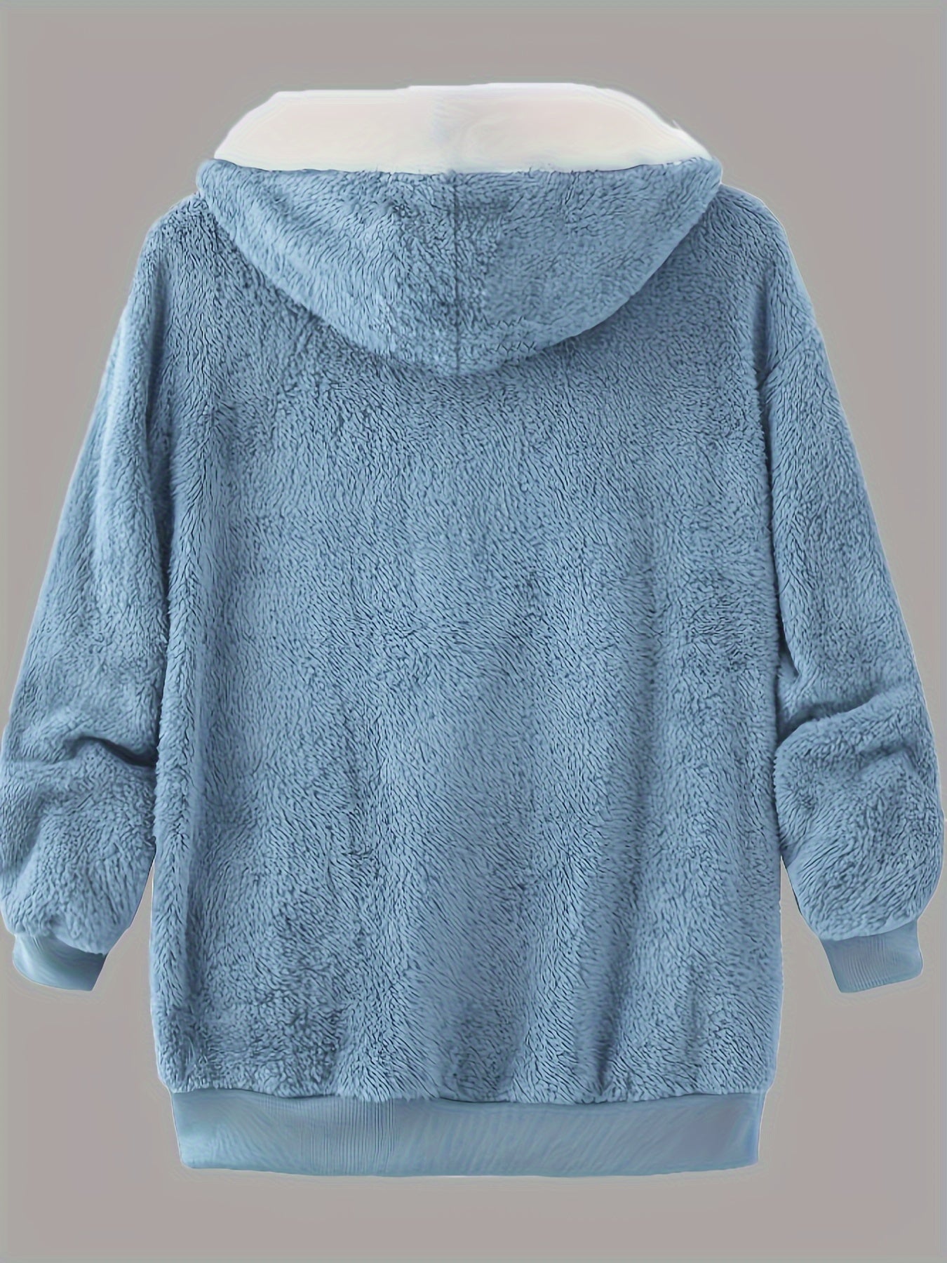 Stylish Long Sleeve Drawstring Hooded Coat - Wool & Blends Coat for Women - Fall and Winter Casual Wear, Zip Up, Solid Color, Comfortable and Warm