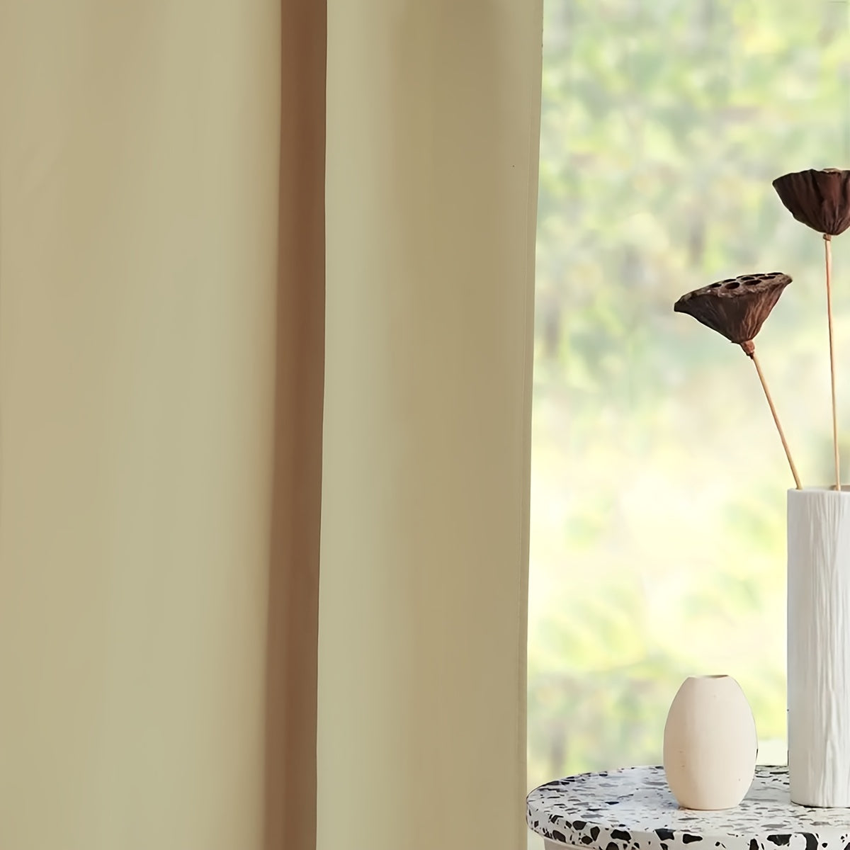 2 Panels Solid Color Light Filtering Curtains - Rod Pocket Design for Easy Installation, Softens Natural Light, and Provides Privacy - Perfect for Living Room, Office, Bedroom, and Home Decoration