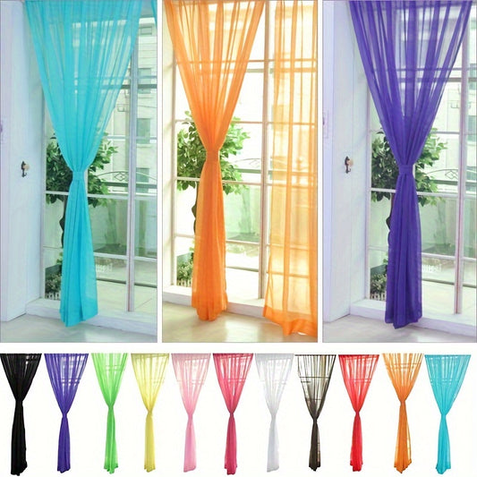 2pcs Vibrant Floral Sheer Voile Curtains - Lightweight, Breathable Window Panels for Living Room & Bedroom Decor, 78.7" x 39.4", Easy Care