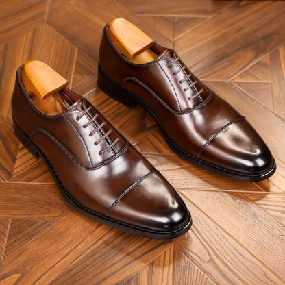 Mens Premium Vintage Oxford Shoes - Rich Solid Colors, Classic Cap Toe, Supreme Comfort, Anti-Slip & Durable - Stylish Formal Business Footwear