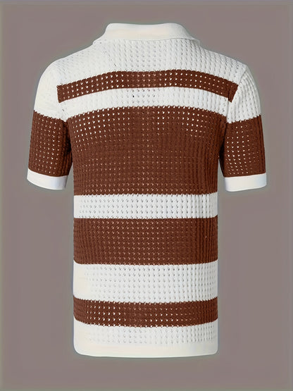 Cozy Striped Knit Cardigan for Men - Soft, Breathable, and Comfortable Sweater with Button Closure for Layering, Perfect for Casual Daily Wear and Outdoor Activities