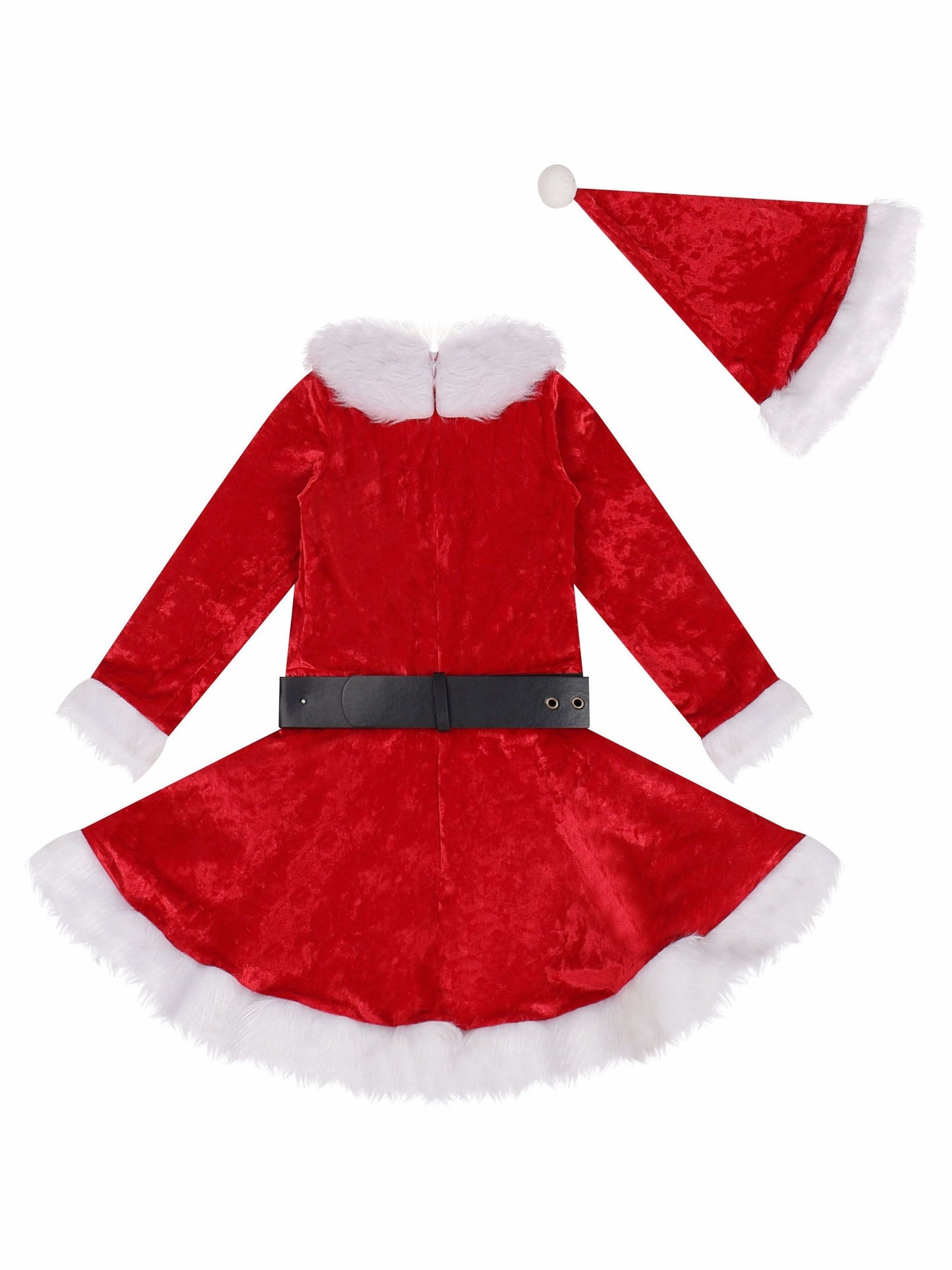 Girls Christmas Outfits 2pcs Dress + Hat Set Christmas Elf Dress Set For Gift