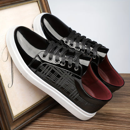 Plus Size Mens Low Top Skateboard Shoes - Comfy Non-Slip Rubber Sole, Breathable PU Upper, Lace Up Closure, Solid Color, Casual Fashion Sneakers for Outdoor Activities and Daily Wear