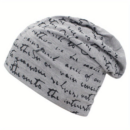 Comfy Cotton Beanie - Stretchable & Breathable Unisex Cap with Chic Geometric Pattern, Ideal for Sports & Gifts