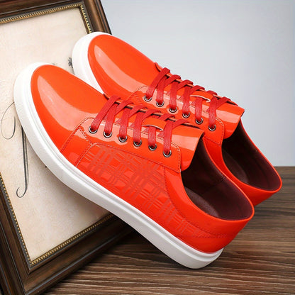 Plus Size Mens Low Top Skateboard Shoes - Comfy Non-Slip Rubber Sole, Breathable PU Upper, Lace Up Closure, Solid Color, Casual Fashion Sneakers for Outdoor Activities and Daily Wear