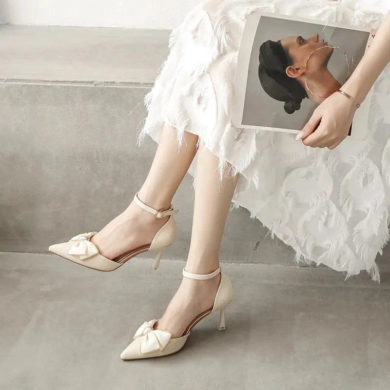 Dress Shoes High Heels Women Cowboy Sandals Pointed Toe Sexy Summer Shallow Party  Stilettos Slides Pumps Zapatos