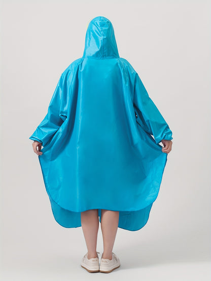 Waterproof Reusable Unisex Rain Poncho with Adjustable Hood for Cycling, Motorcycle Riding, and Outdoor Activities - Durable, Lightweight, and Compact Design - Easy to Carry and Store