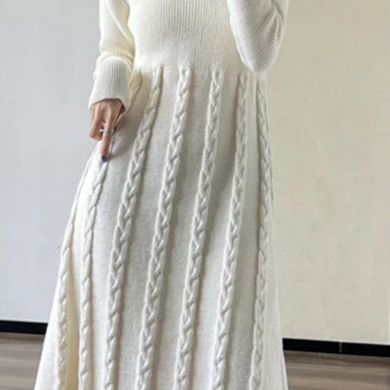 Cozy Cable Knit Sweater Dress - Soft, Elegant, Long Sleeve, Slim Fit, Mock Neck, Perfect for Spring & Fall, Women's Clothing, Ideal for Casual Occasions