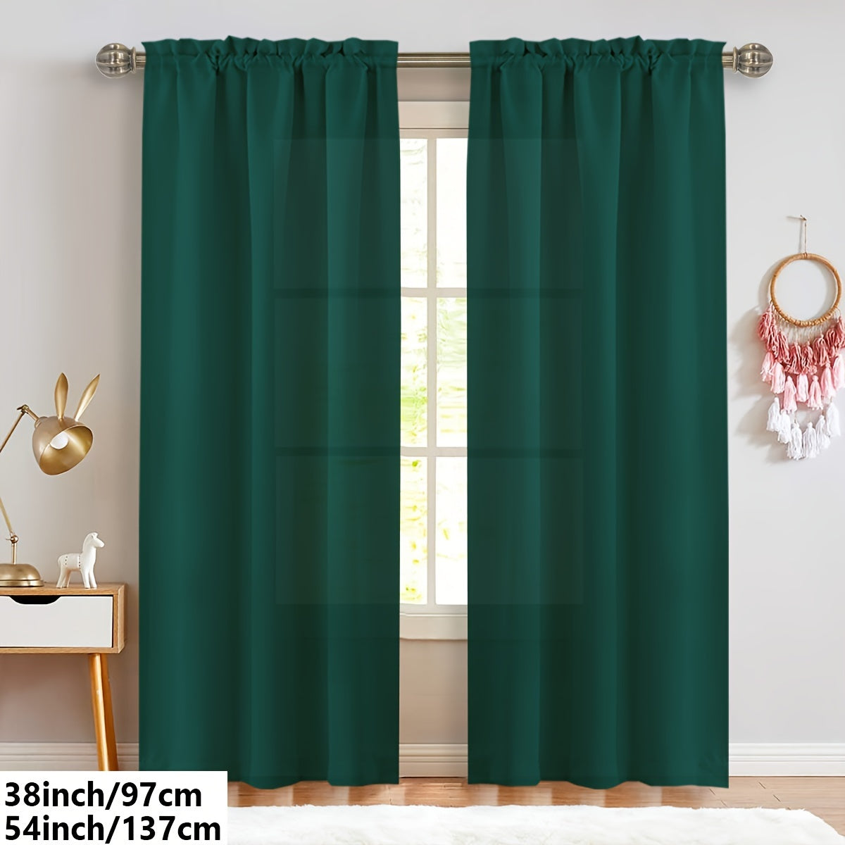 2 Panels Solid Color Light Filtering Curtains - Rod Pocket Design for Easy Installation, Softens Natural Light, and Provides Privacy - Perfect for Living Room, Office, Bedroom, and Home Decoration