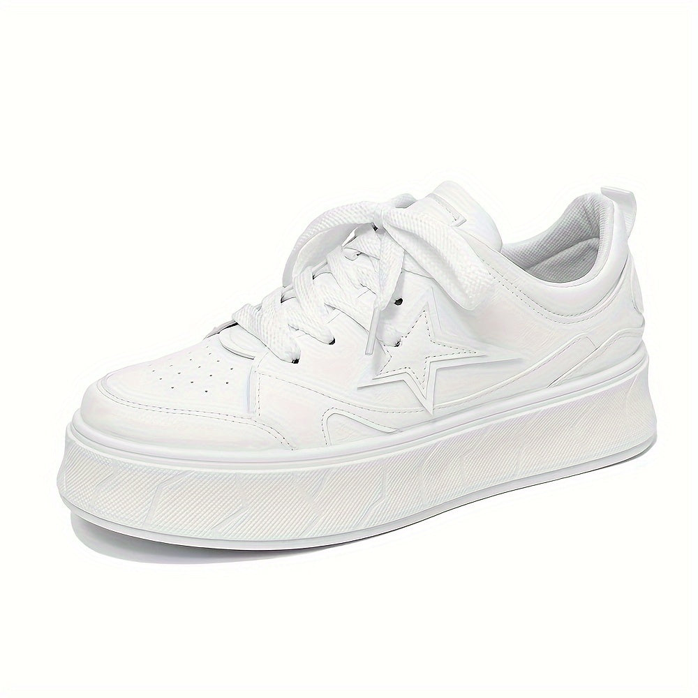 Comfy Men's Star Pattern Lace Up Platform Shoes with Soft Sole for All Seasons Outdoor Walking and Traveling