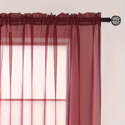 2pcs Sheer Voile Window Treatment Rod Pocket Curtains, For Kitchen Bedroom Living Room Drapes, Sunlight Filtering Privacy Protected Bedroom Living Room Office Home Decor