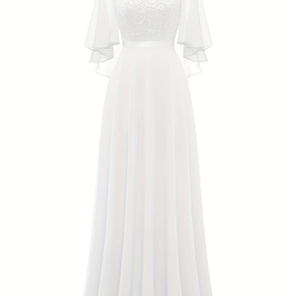 LOVECCR Timeless Solid Lace Aline Bridesmaid Dress - Chic Crew Neckline, Flattering Wedding Party Gown - Premium Womens Fashion