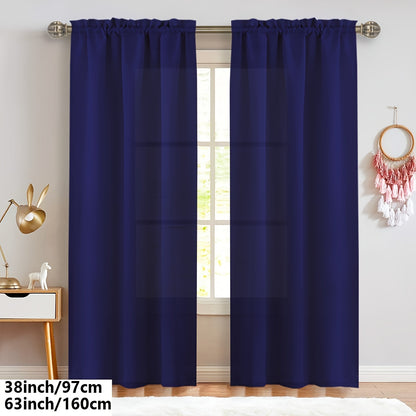 2 Panels Solid Color Light Filtering Curtains - Rod Pocket Design for Easy Installation, Softens Natural Light, and Provides Privacy - Perfect for Living Room, Office, Bedroom, and Home Decoration