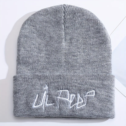 Trendy Embroidered Acrylic Beanie - Unisex Street Style, Comfortable Warmth for Winter & Autumn