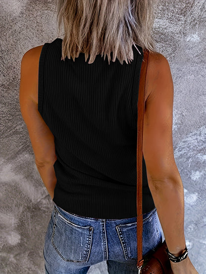 Womens Charming Solid Color Tank Top - Stylish & Comfortable Sleeveless Top for Summer Days - Perfect Casual Wear Clothing