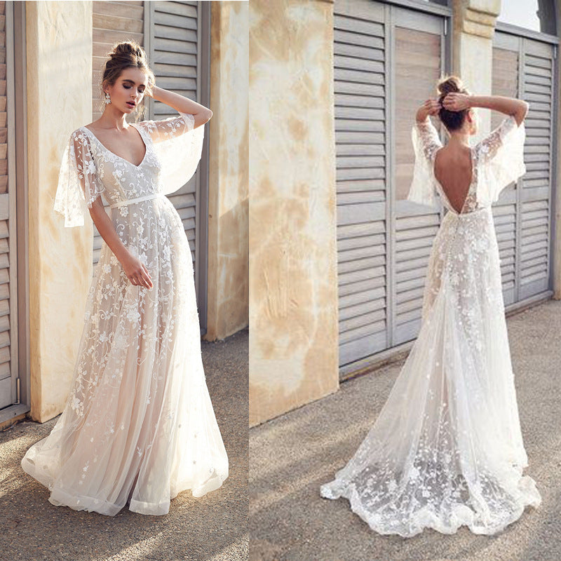 autumn  Popular trade new dress ebay  sexy lace V-neck backless dress women