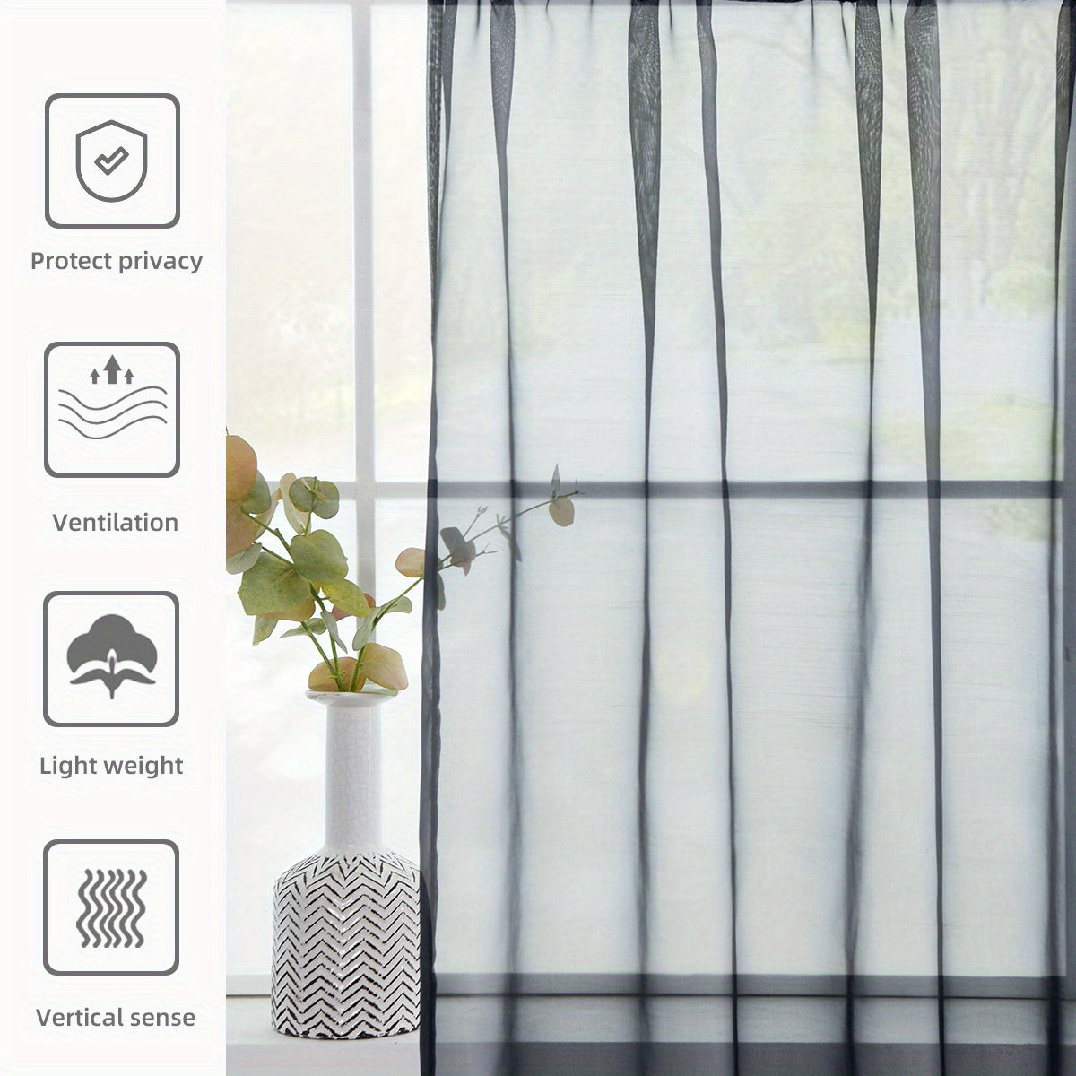 2pcs Sheer Voile Window Treatment Rod Pocket Curtains, For Kitchen Bedroom Living Room Drapes, Sunlight Filtering Privacy Protected Bedroom Living Room Office Home Decor