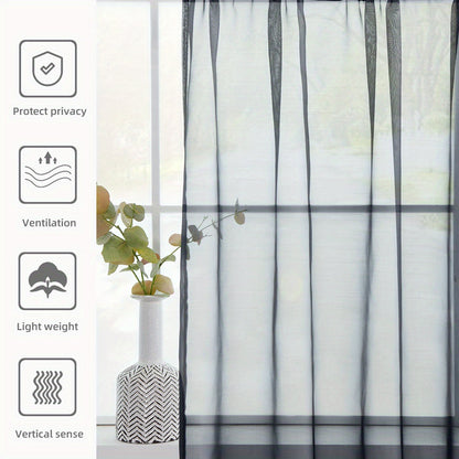 2pcs Sheer Voile Window Treatment Rod Pocket Curtains, For Kitchen Bedroom Living Room Drapes, Sunlight Filtering Privacy Protected Bedroom Living Room Office Home Decor