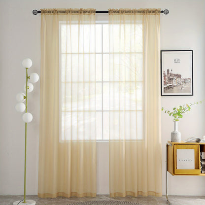 2pcs Sheer Voile Window Treatment Rod Pocket Curtains, For Kitchen Bedroom Living Room Drapes, Sunlight Filtering Privacy Protected Bedroom Living Room Office Home Decor