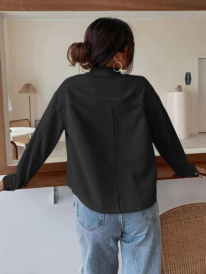 Stylish Corduroy Long Sleeve Button Front Jacket - Casual Jackets for Women with Elegant Design, Perfect for Spring and Fall Season - Soft, Comfortable, and Versatile Outerwear