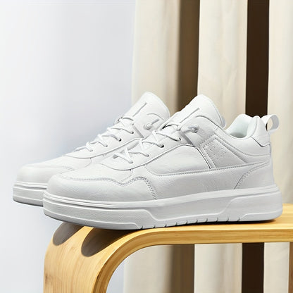 Men's Casual Comfort Skate Shoes - Stylish Solid Color, Lace-Up Sneakers with Durable MD Sole