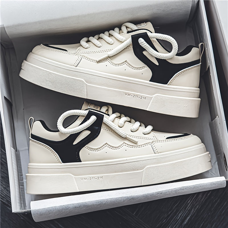 Men's Trendy Platform Skate Shoes, Non Slip Soft Sole Durable Sneakers For Outdoor Walking Traveling