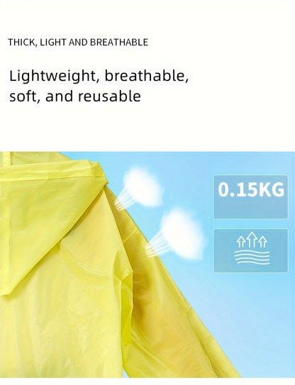 Waterproof Reusable Rain Poncho for Adults - Rainwear with Drawstring Hood, Portable and Compact Packaging, Ideal for Hiking, Riding, Camping, and Outdoor Activities - Women's Activewear with Adjustable Hood and Hem