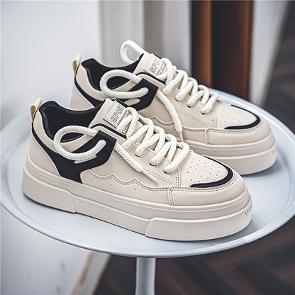 Men's Trendy Platform Skate Shoes, Non Slip Soft Sole Durable Sneakers For Outdoor Walking Traveling