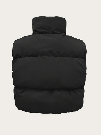 Stylish High Neck Sleeveless Vest Coat - Zip-Up, Casual, Solid Color, Women's Outerwear - Perfect for Daily Wear, Travel, and Outdoor Activities