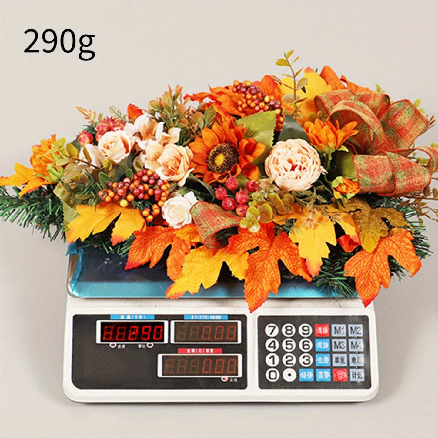 21" Fall Wreath for Front Door Decor with Sunflowers, Peony, Maple Leaves and Berries Autumn Harvest Thanksgiving Decoration