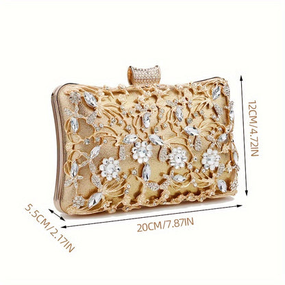 Elegant Rhinestone Evening Bag, Classic Banquet Handbag, Women's Formal Dinner Purse For Wedding Party Prom