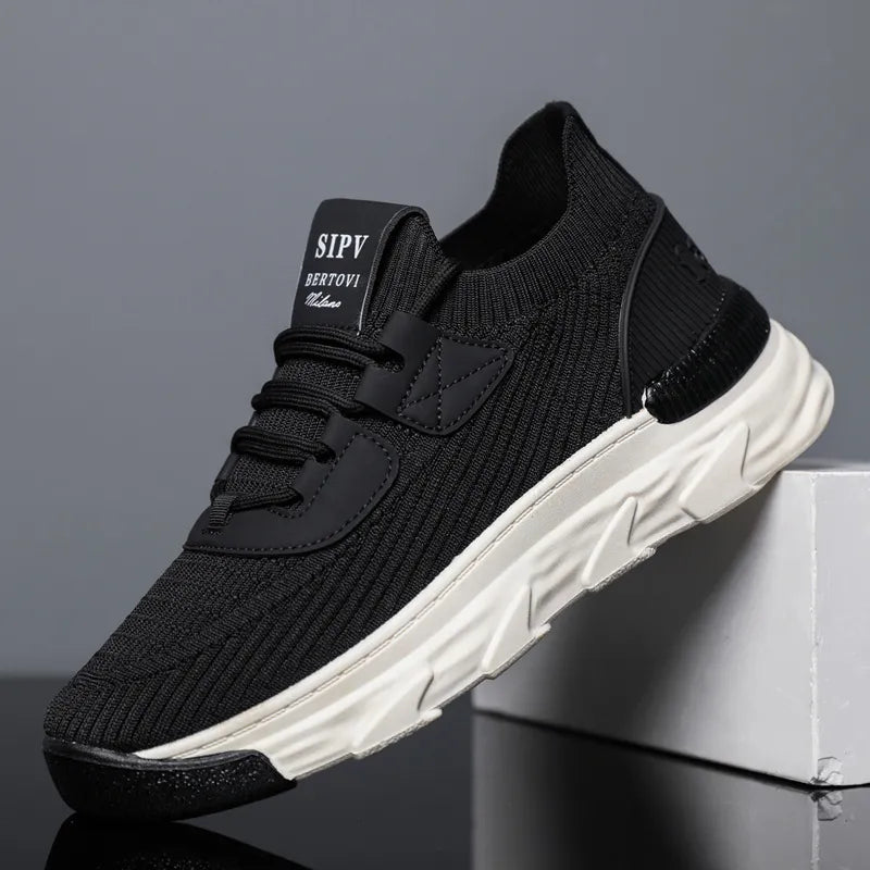 Men Sports Shoes New Lace-up Autumn Plus Size Athleisure Shoes Breathable Knitted Shoes Sneakers Beige Free shipping