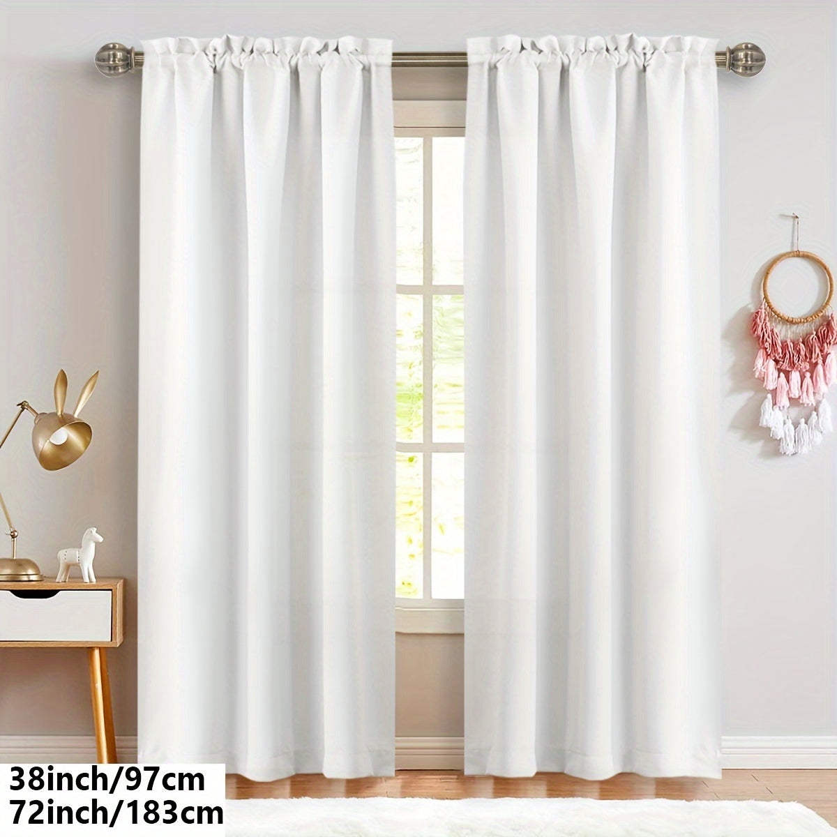 2 Panels Solid Color Light Filtering Curtains - Rod Pocket Design for Easy Installation, Softens Natural Light, and Provides Privacy - Perfect for Living Room, Office, Bedroom, and Home Decoration