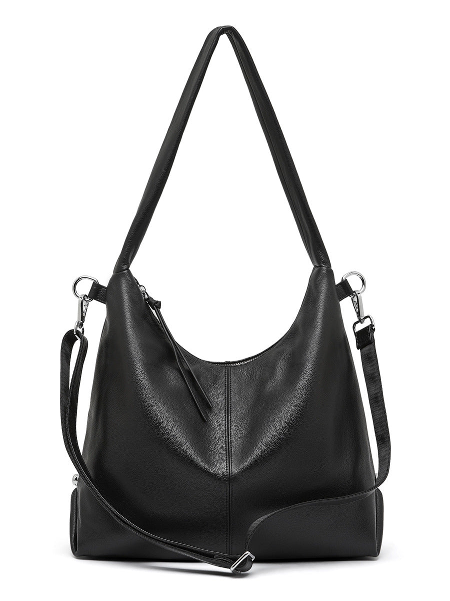 2025 Retro commuter large capacity armpit bag fashion solid color casual shoulder bag leather commuter tote bag