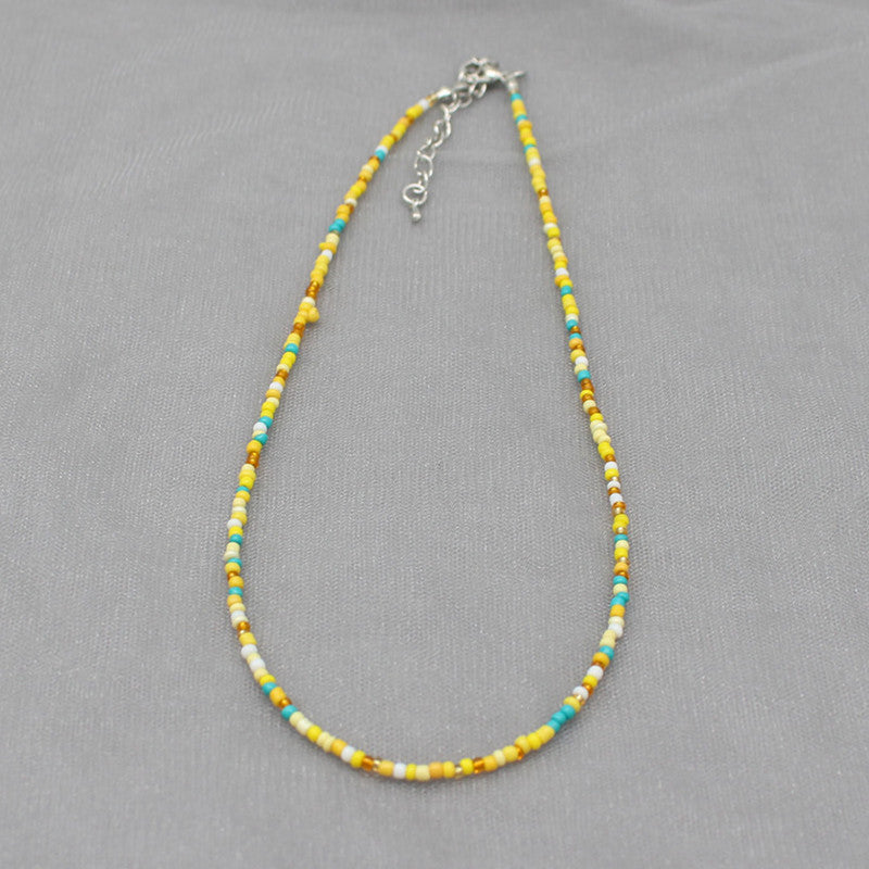 South Korea Vintage Color Beaded Bead Necklace Girly Style Bohemian Necklace Clavicle Chain Wholesale